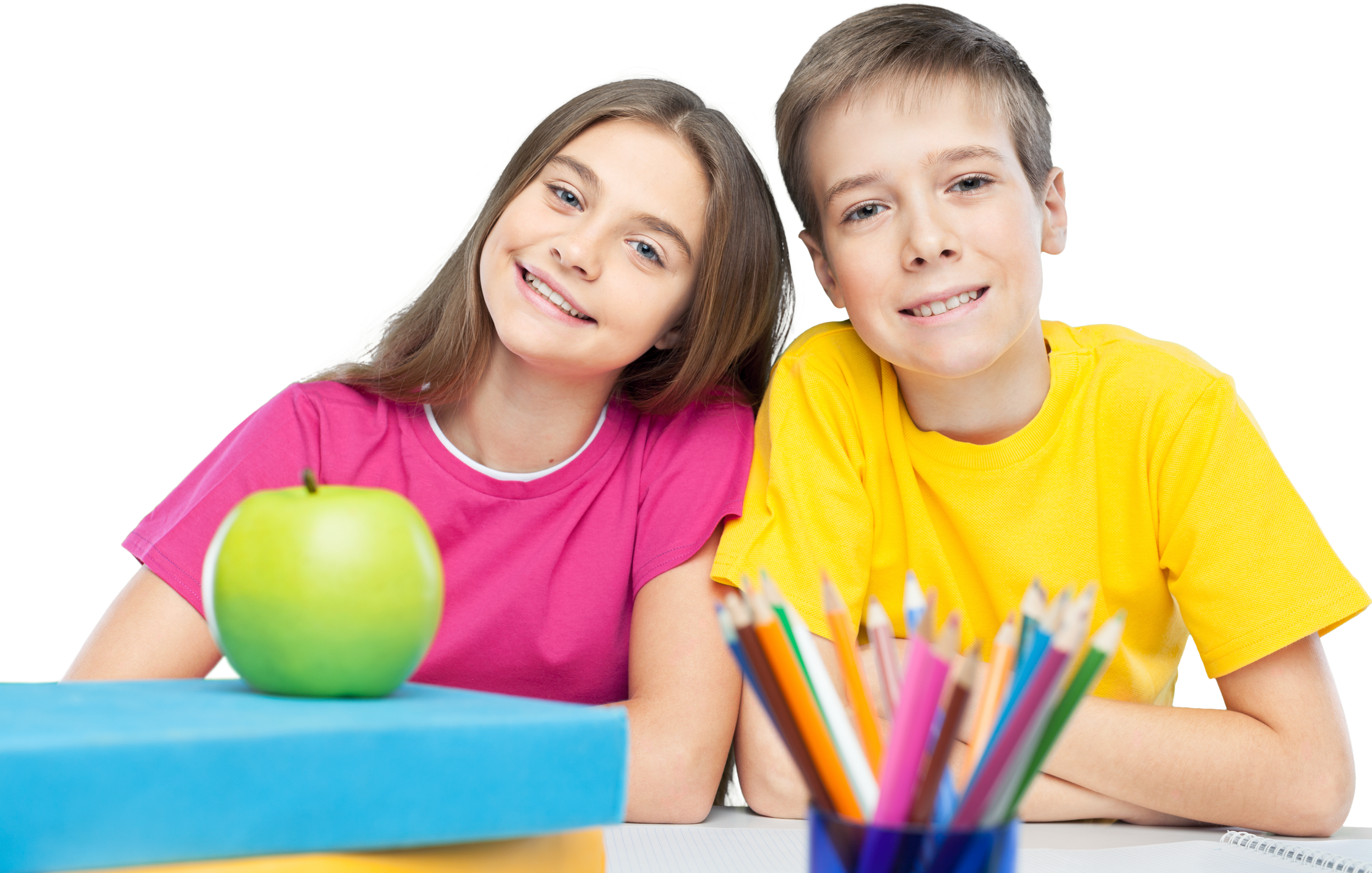 Two School Children Studying